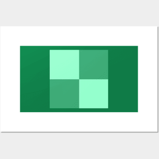 Minty Fresh Seafoam Turquoise Green Checkerboard Pattern Posters and Art